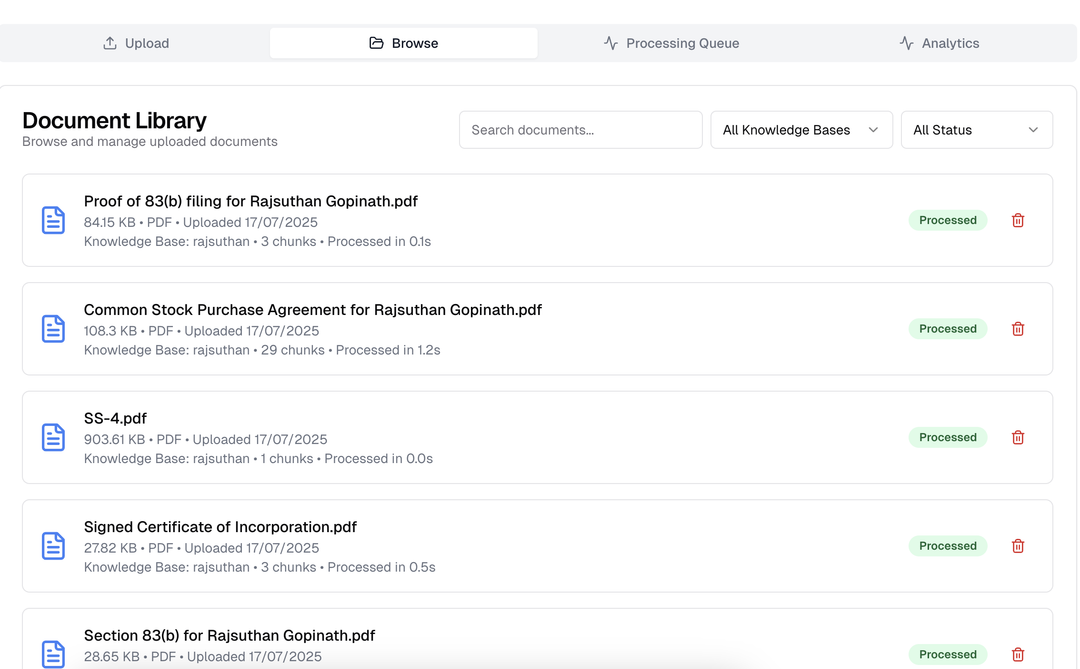 Document Management interface